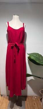 NWT AZ Red Sleeveless Wide-Leg Jumpsuit Tie Waist S/M